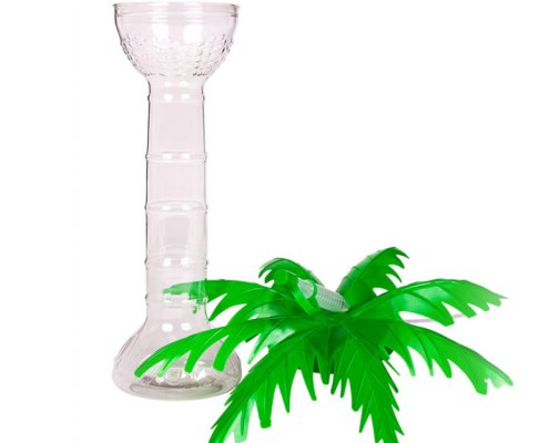 Palm Tree Yard Cup With Lid and Straw