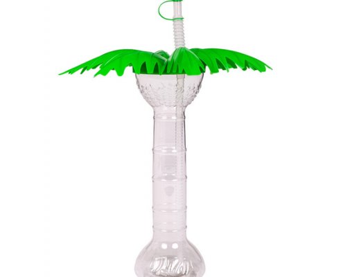 Palm Tree Yard Cup With Lid and Straw