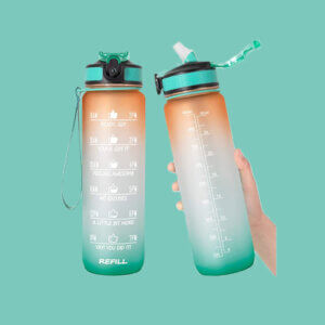 32 oz Motivational Water Bottle with Time Marker & Straw